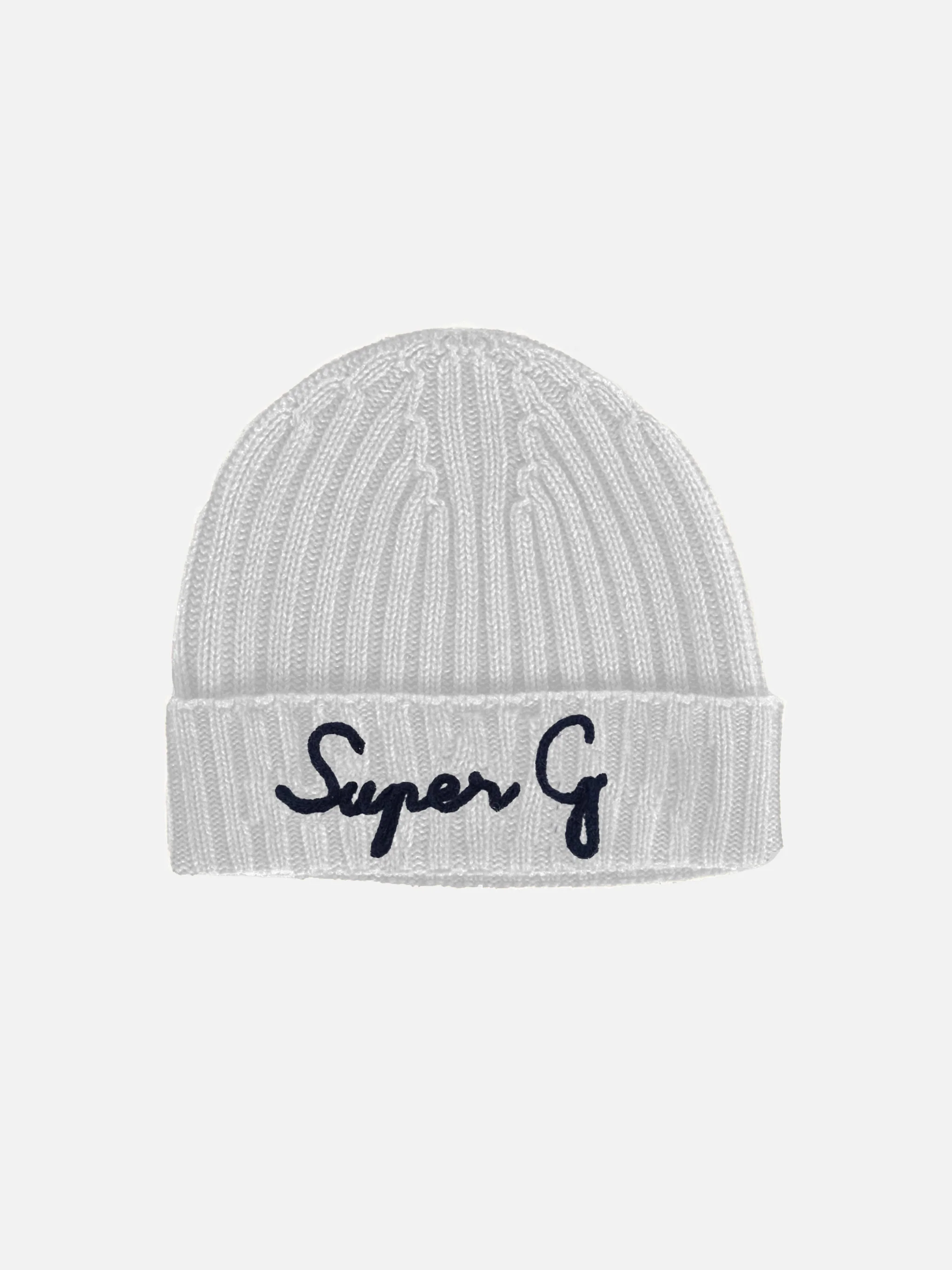 Cappello a coste grigio chiaro Wengen con ricamo Super G
