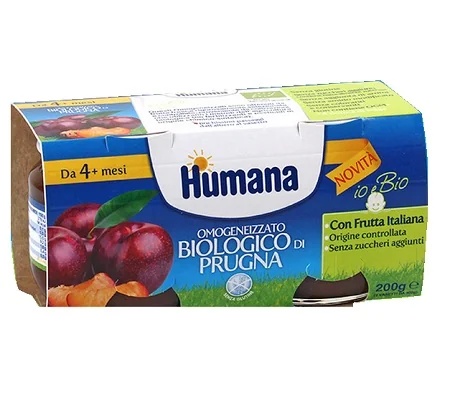 HUMANA Humana Biologische pruimenpuree gehomogeniseerd 2x100g voor baby's