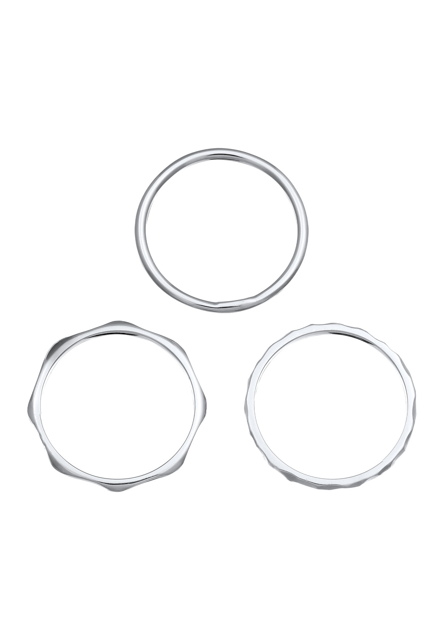 Elli Femmes Basique Empilement Set de 3 en Argent Sterling 925