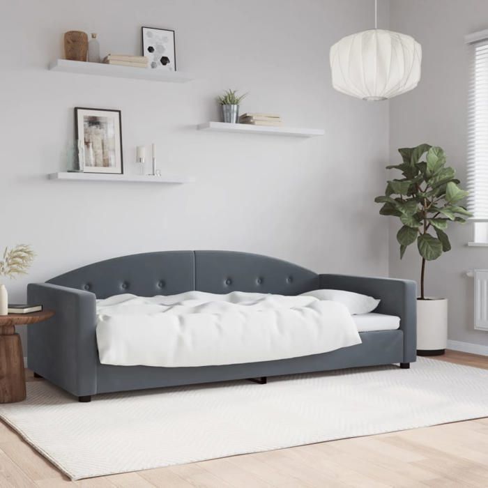 vidaXL Lit de repos gris foncé 90x190 cm velours 354150