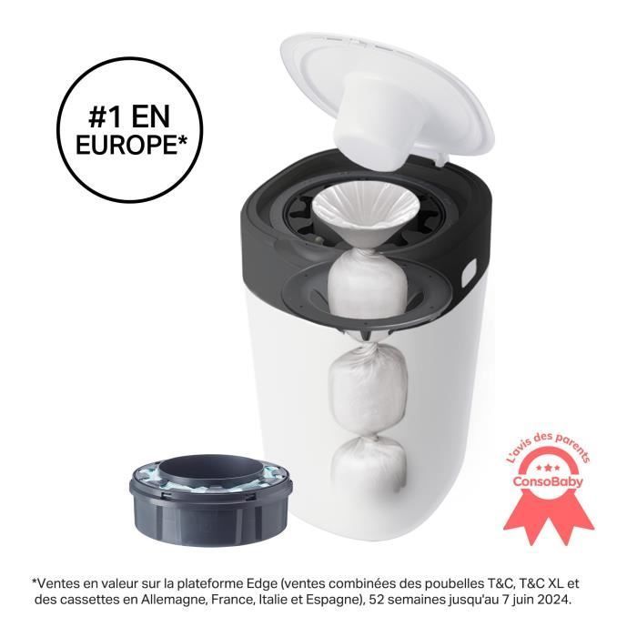 Lixeira para fraldas Tommee Tippee Twist & Click - Resistente a odores e germes - 1 cassete - Película antibacteriana multicamadas - Branca