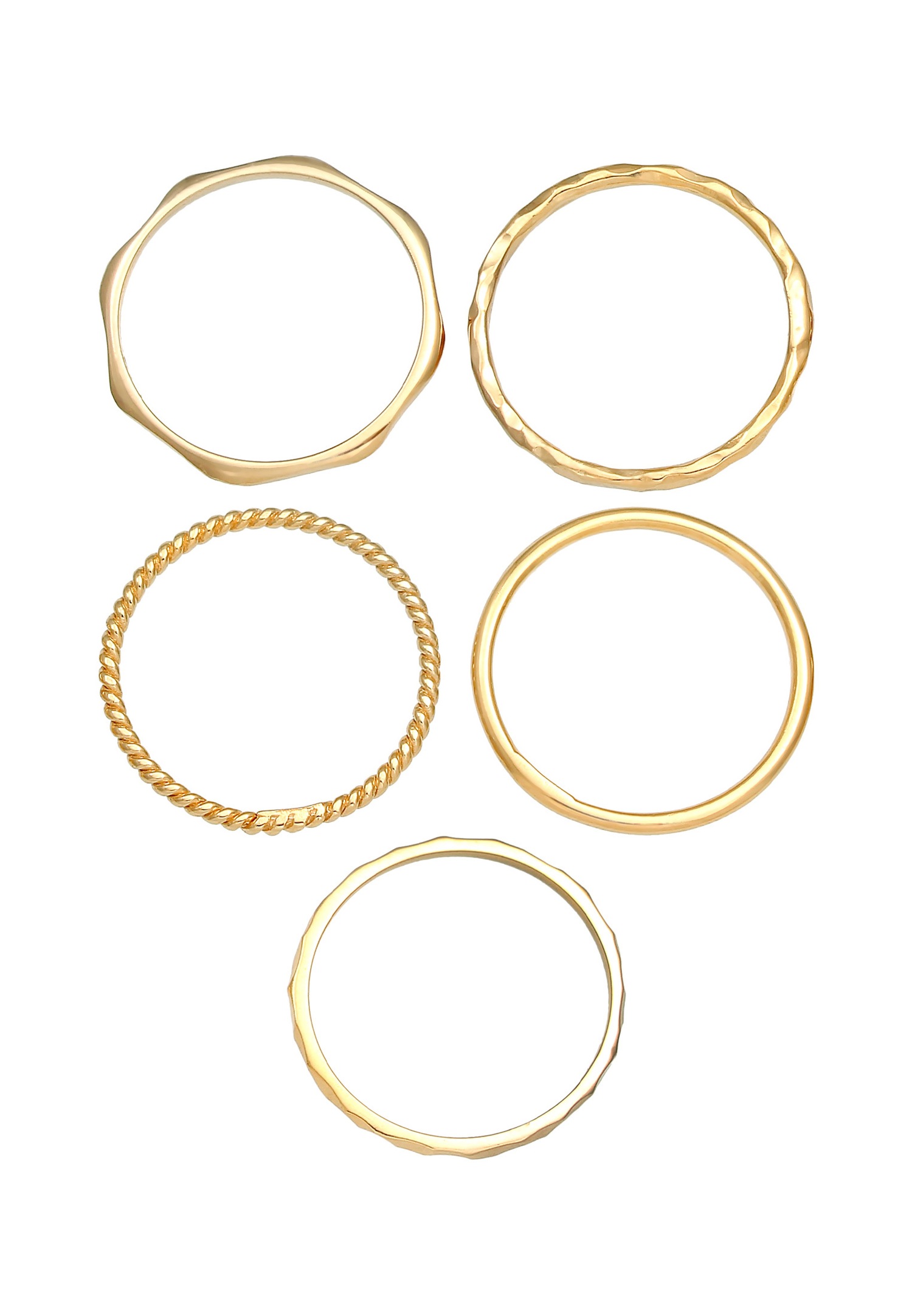 Elli Femmes Set Bande Empilage Minimaliste Tendance Blogueur Basique en Argent Sterling 925