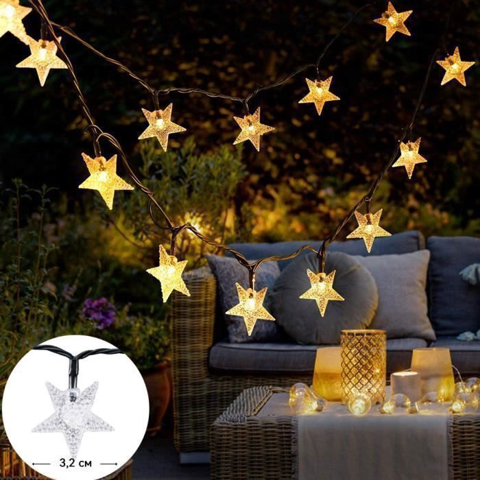 50 LED Solar Star String Lights, 9.5m, 8 Modes, Outdoor Decoration for Garden, Bedroom, Christmas, Party, Evening - Warm White