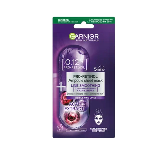 Garnier Pro-Retinol przeciwzmarszczkowa ampułka w masce na tkaninie 1 sztuka
