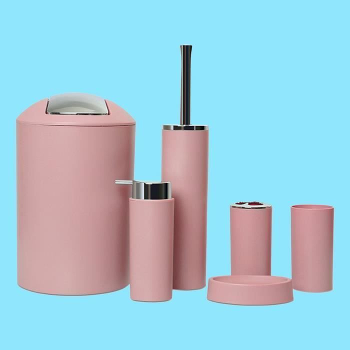 Badkameraccessoireset - HOMYL - Roze - 6-delig - Kunststof