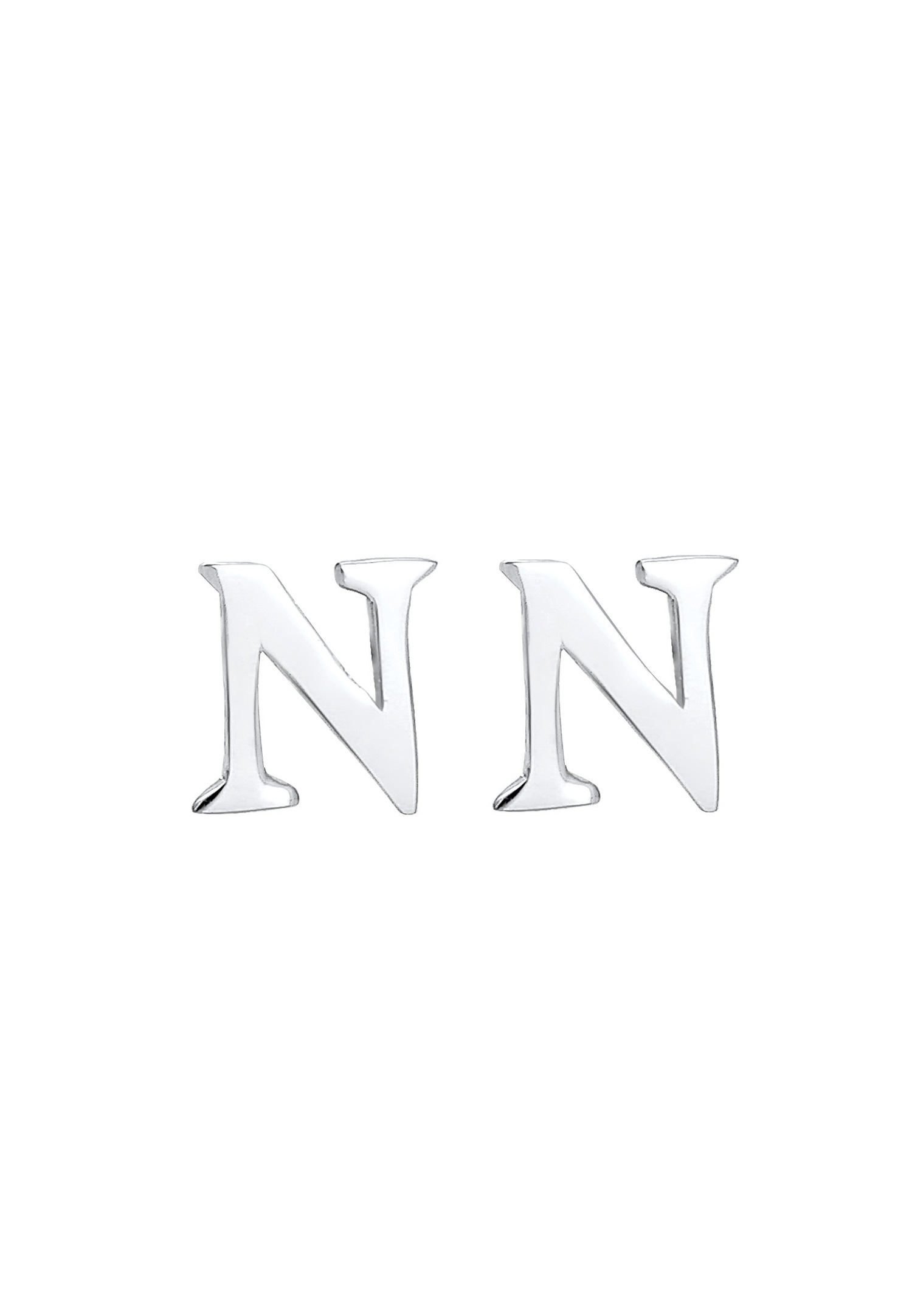Elli Lettre N Clous d'Oreilles Femme - (925/1000) Argent