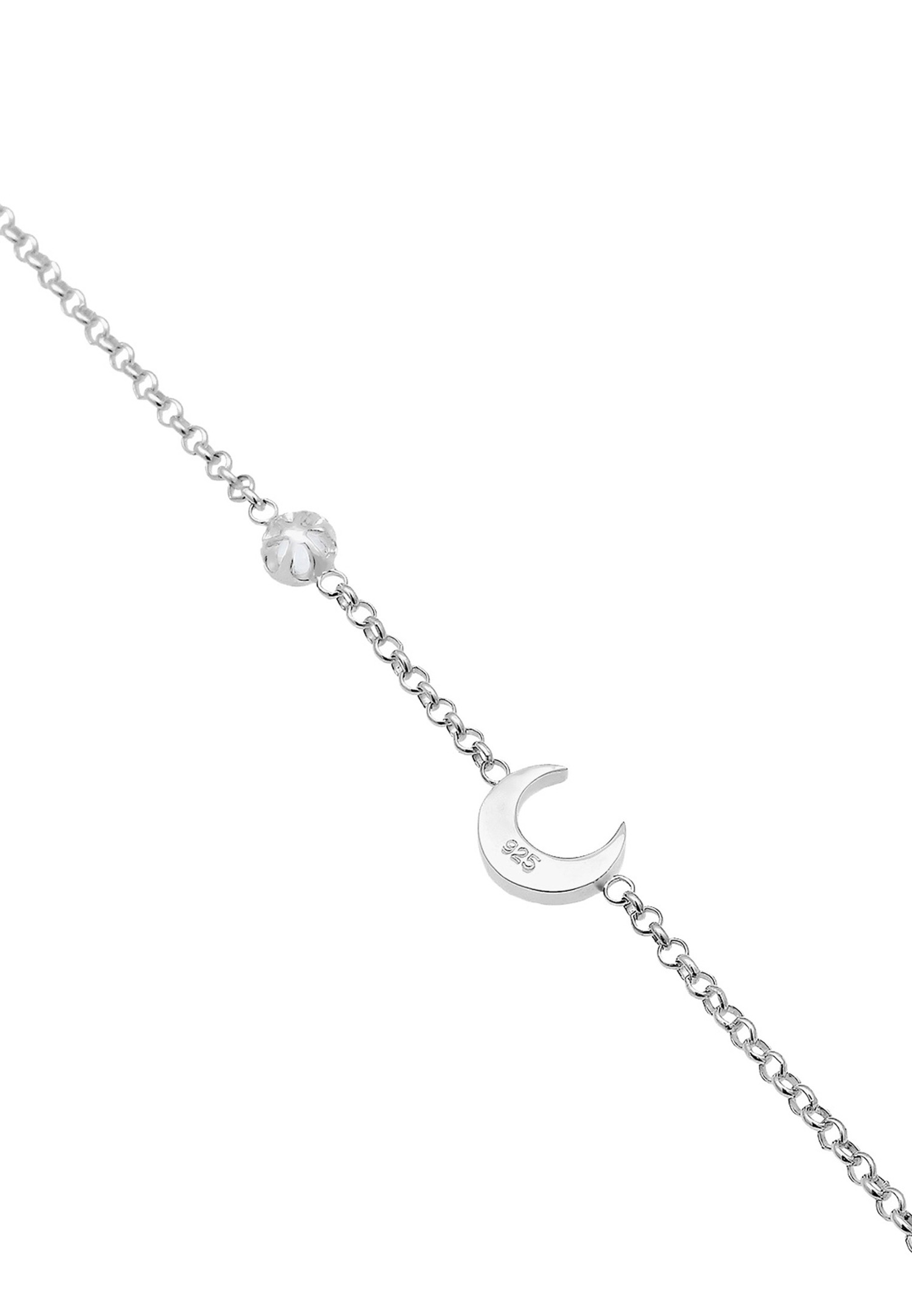 Elli Femmes Demi-lune Étoile Filigrane avec Pierre de Lune en Argent Sterling 925 Plaqué Or