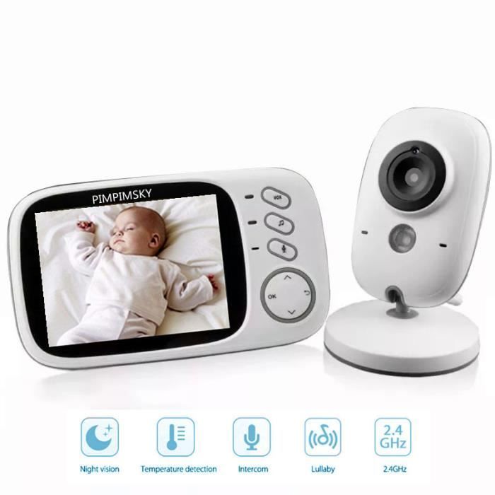 Monitor de video inalámbrico para bebés PIMPIMSKY con pantalla LCD a color de 3.2