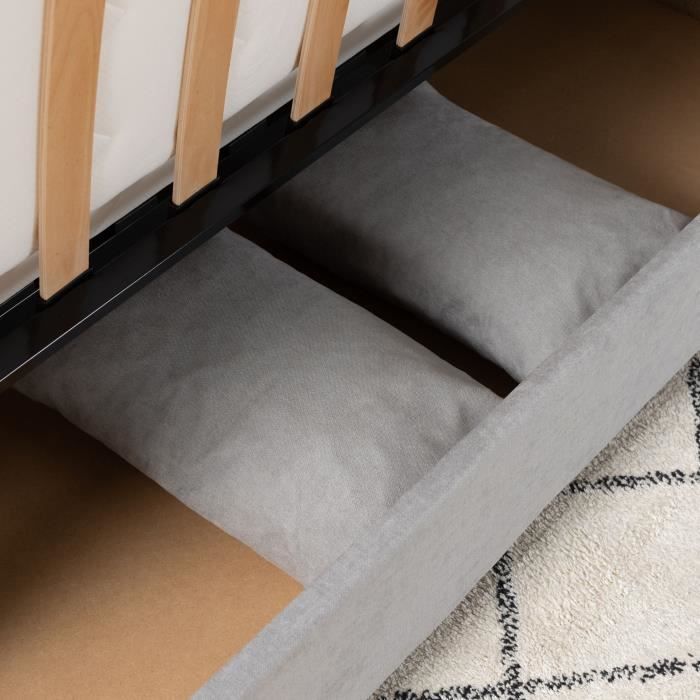 Divano letto a 3 posti con meccanismo click-clack - Materasso da 17 cm - Tessuto grigio chiaro - L199 x P96 x H103 cm - CHLOE