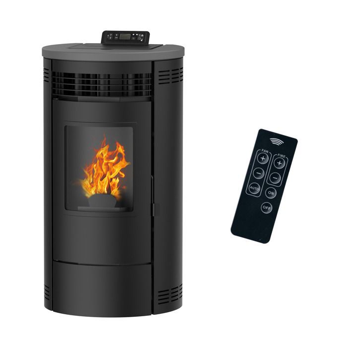 Estufa de pellets sellada negra Flavia de 15 kW de Sannover
