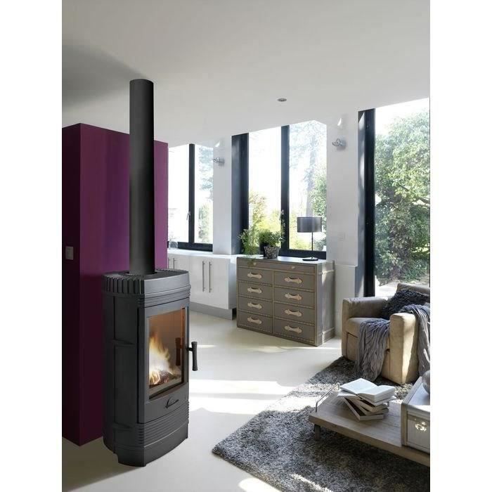 Estufa de leña INVICTA Gomont - Potencia óptima: 12 kW - Potencia máxima: 18 kW - Leña de hasta 45 cm - Hierro fundido - Fabricada en Francia - Diseño ecológico