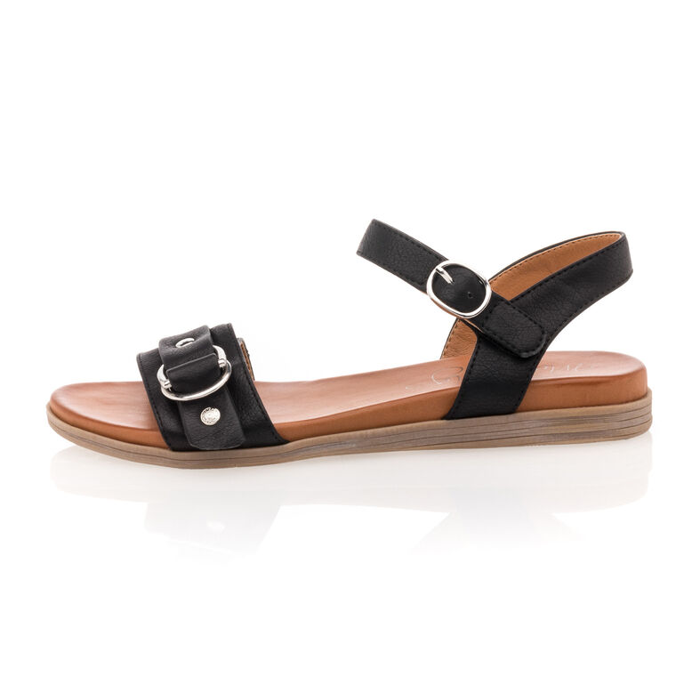 Svarta sandaler / skor med öppen tå för kvinnor