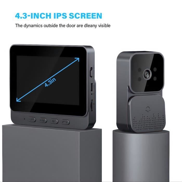 Videocitofono wireless PRUMYA - Schermo da 4,3 pollici - Visione notturna - Wi-Fi 2.4G - Telecamera integrata