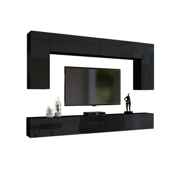 Zestaw mebli salonowych 280 cm PREMIUM czarny połysk
