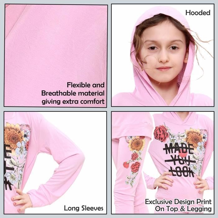 Conjunto de verano Made You Look con top rosa bebé estampado y leggings de moda para niñas de 5 a 13 años.