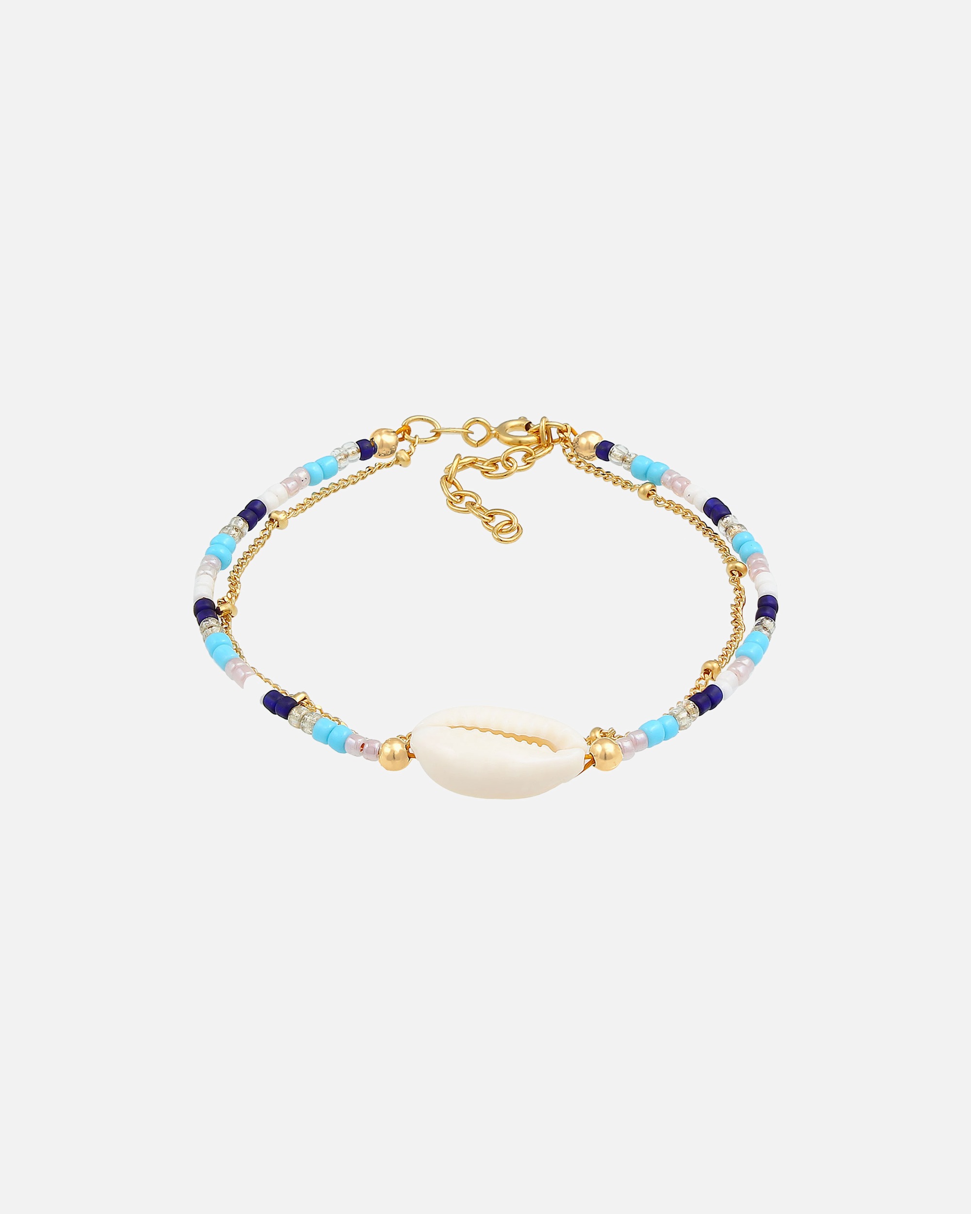 Elli Femme Kauri Shell Ball Necklace Perles colorées en argent sterling 925 plaqué or