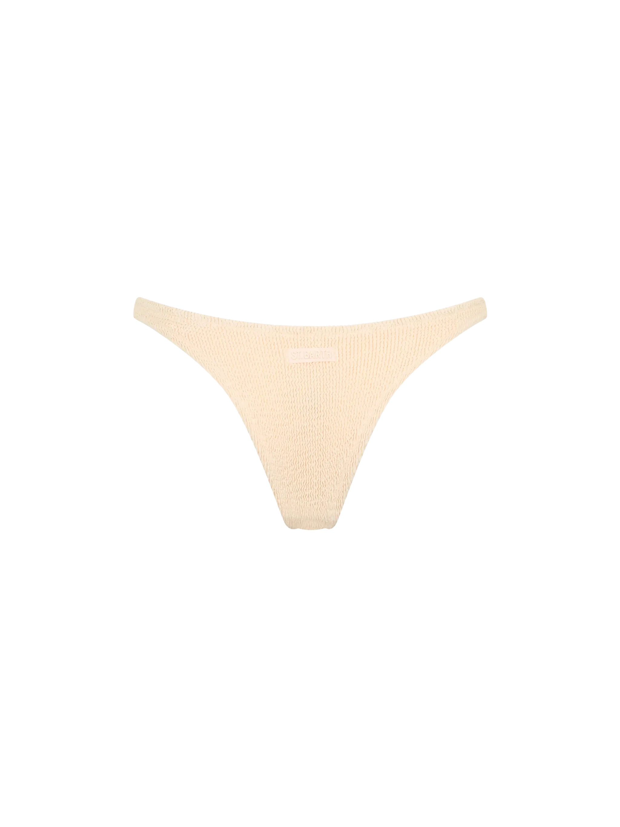 Naomi dames zwembroekje met beige kreukelstof
