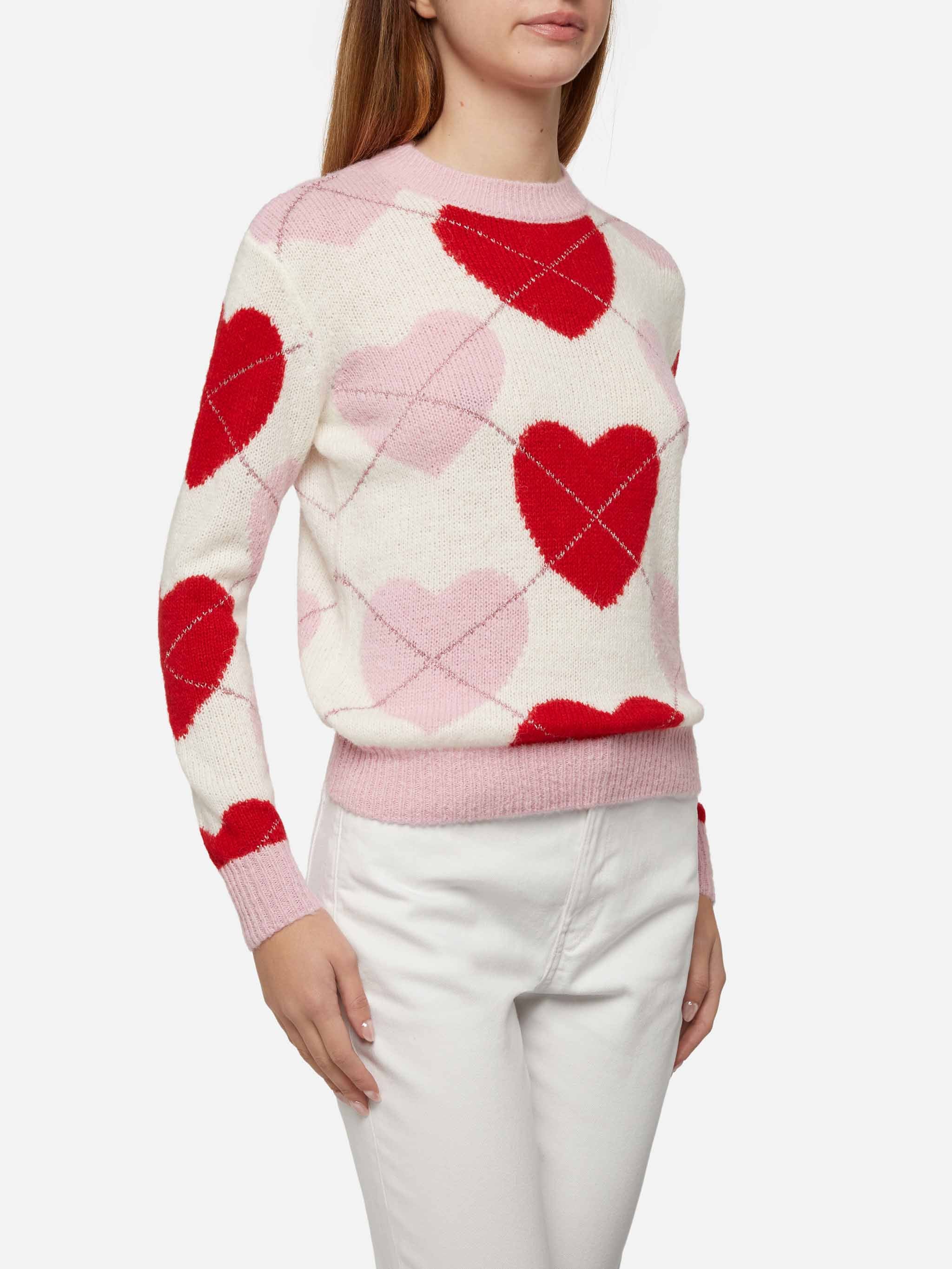 Maglione girocollo da donna morbido Queen Nordic Soft con cuore jacqua