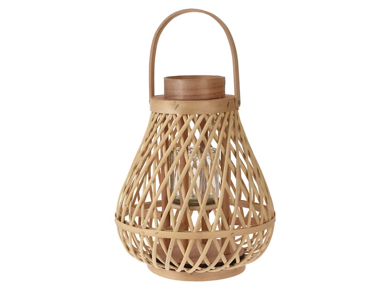 Latarenka rattanowa 30,5 cm beżowa