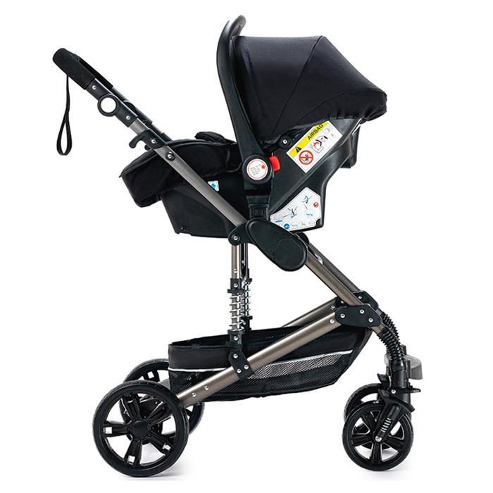 Magic ZC 3-in-1 Stroller, 3-in-1 Trio Stroller, Automatic One-Click Folding Stroller with Large Basket, Black