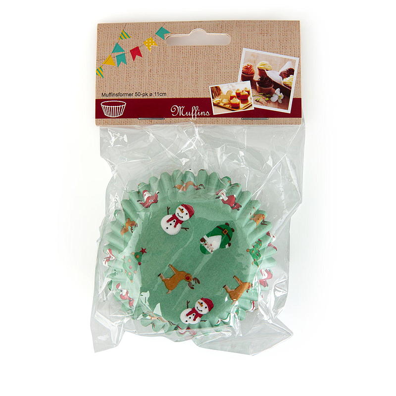 Cuisine muffins, verpakking van 50 stuks met kerstmotief.
