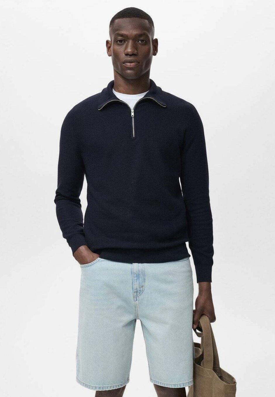 Maglione Mango CON COLLO A ZIP - blu royal