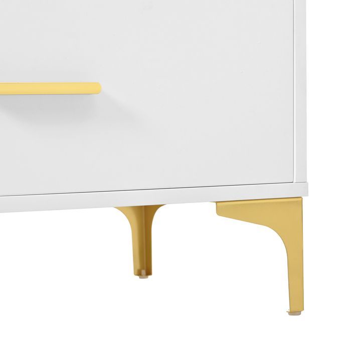 Cómoda HOMVRA de 120x40x76 cm con 6 cajones, acabado texturizado ondulado, fabricada en MDF, color blanco.