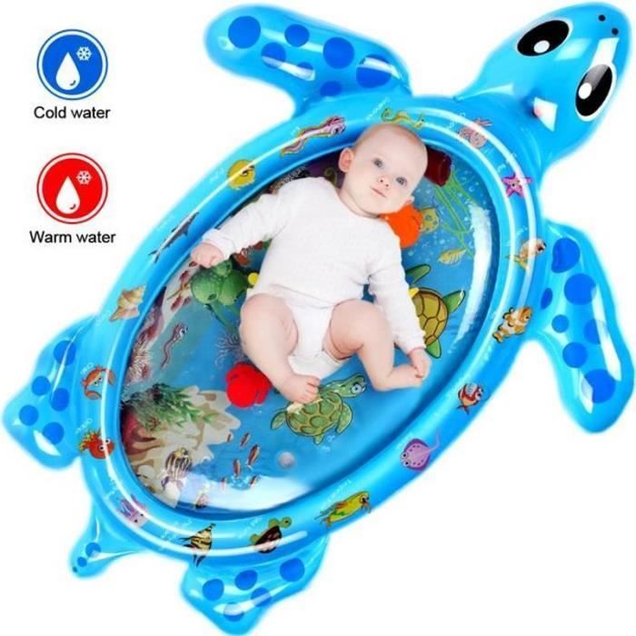 TAPPETO DA GIOCO - AREA GIOCHI 102*82CM Tappetino gonfiabile ad acqua, materasso da pavimento educativo per bambini a forma di tartaruga, BLU