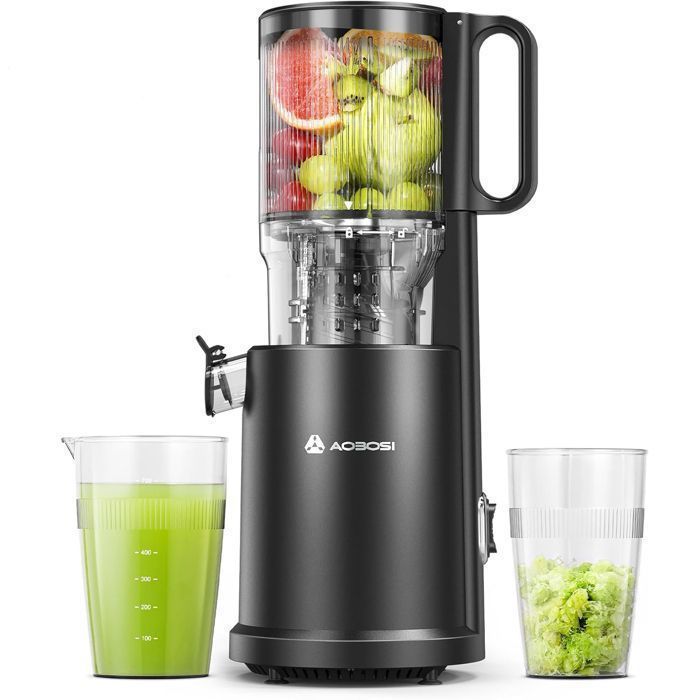 Extrator de suco AOBOSI 126mm, máquina de suco de frutas, extrator de frutas inteiras, prensagem a frio, fácil de instalar, 200W, preto