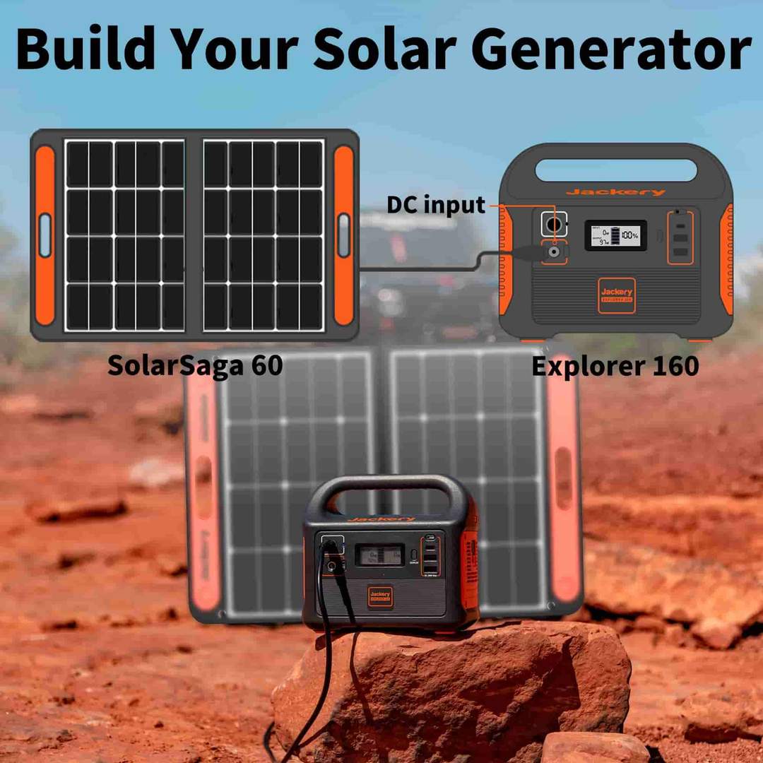 Gerador solar Jackery 160 (Jackery 160 + SolarSaga 60W)