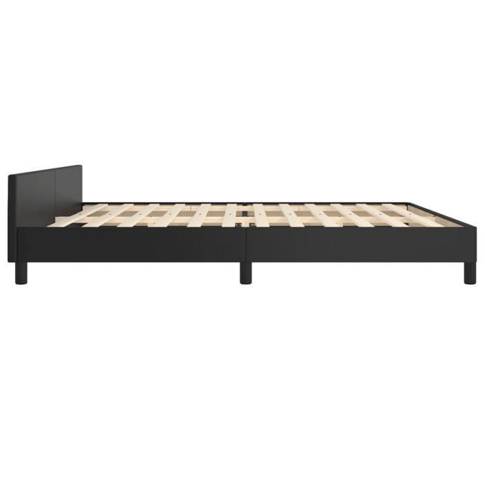 Sort 200 x 200 cm - Træseng - Stabil og holdbar - Sengestel - Madras medfølger ikke - Sort 200x200 cm kunstlæder 001_514551