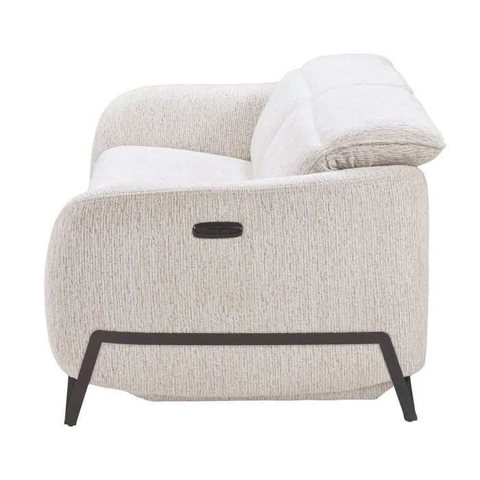 Canapé relax électrique 3 places tissu polyester beige - AMSTEN