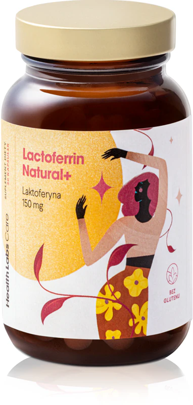 Kapsuly výživového doplnku Health Labs Care Lactoferrin Natural+ na podporu trávenia