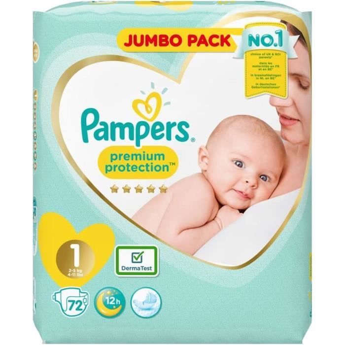 Pampers Premium Protection Pack of 72 Baby Diapers Size 1