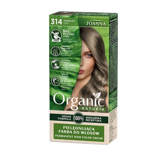 Joanna Naturia Organic pielęgnująca farba do włosów 314 Popielaty
