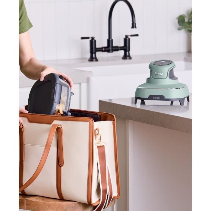 NINJA Tragbare Heißluftfritteuse – CRISPI – 1,4-l- und 3,8-l-Behälter – 4 voreingestellte Programme – 1700 W – Salbei