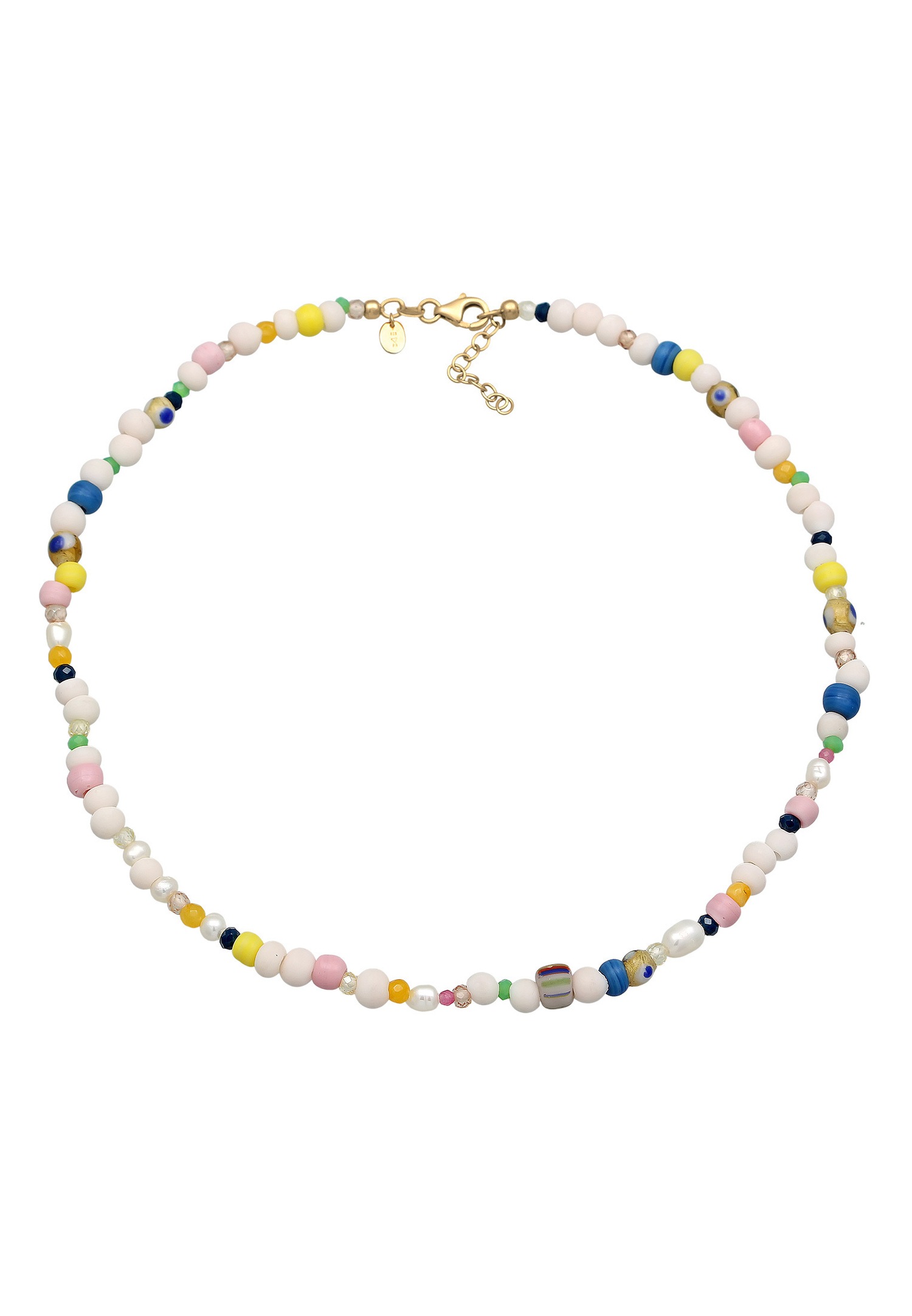 Elli PREMIUM Elli PREMIUM collier Femmes choker été perles multicolores en argent sterling 925 plaqué or