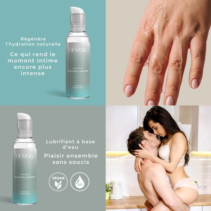 OHYES Lubrifiant à base d'eau - Lubrifiant pour femmes et hommes - Sans parabènes ni glycérine - 100 ml
