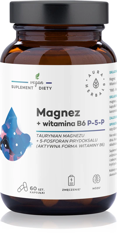 Kapsuly s doplnkom stravy Aura Herbals Magnézium + Vitamín B6 na regeneráciu svalov