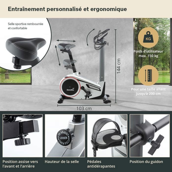 Skandika Morpheus Ergometer Exercise Bike - Bluetooth - Max. 120 kg - 24 Programs - 32 Resistance Levels - Connected