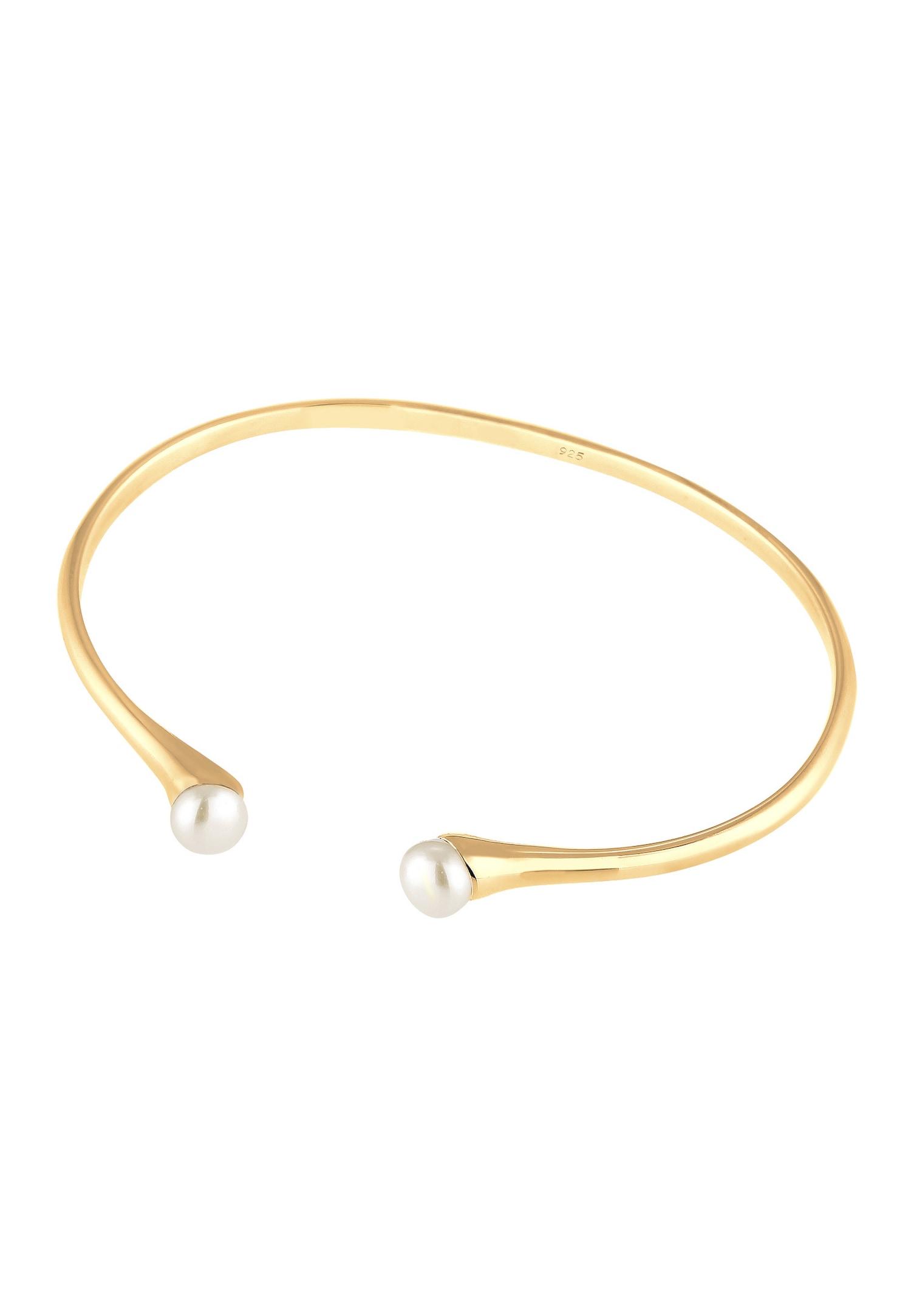 Elli PREMIUM Bangle Ouvert Réglable Perles de Culture d'Eau Douce Femme Plaqué Or Argent (925/1000)