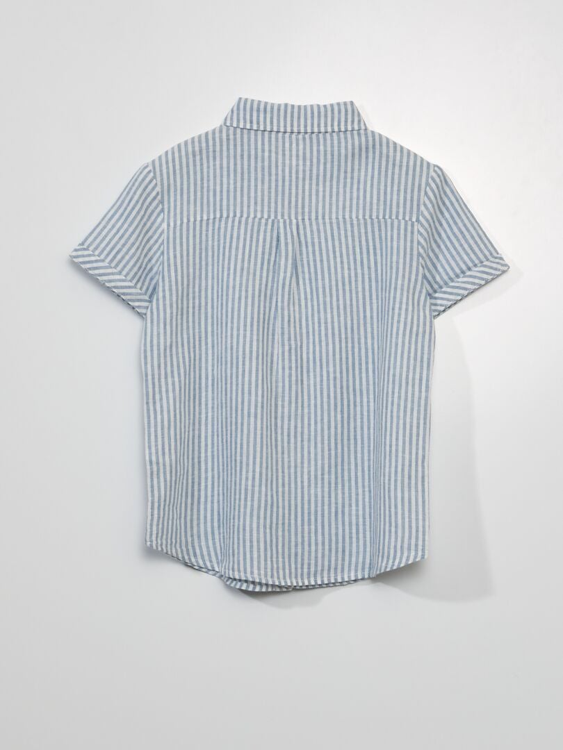Camisa listrada de manga curta - BRANCA