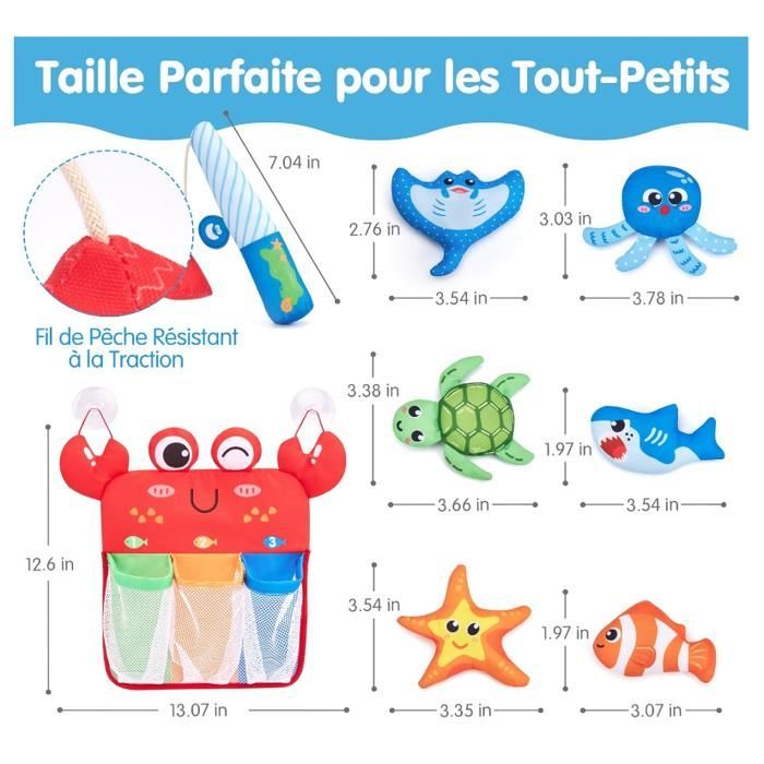 Juguete de baño para bebés de 1 año, juguetes de pesca magnéticos con bolsa de almacenamiento para clasificar colores, juguete de baño antimoho.