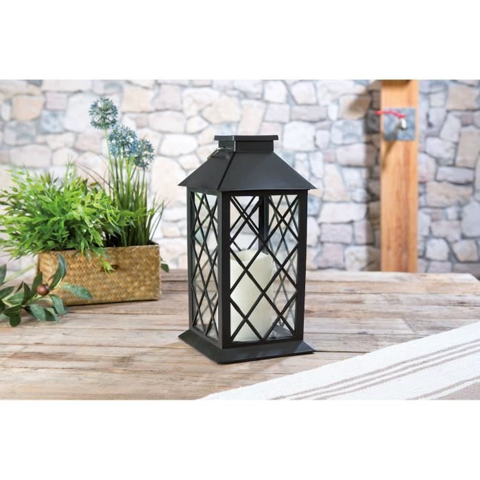 Lanterne de jardin solaire - LUNARTEC - LED effet flamme - Noir - IP44