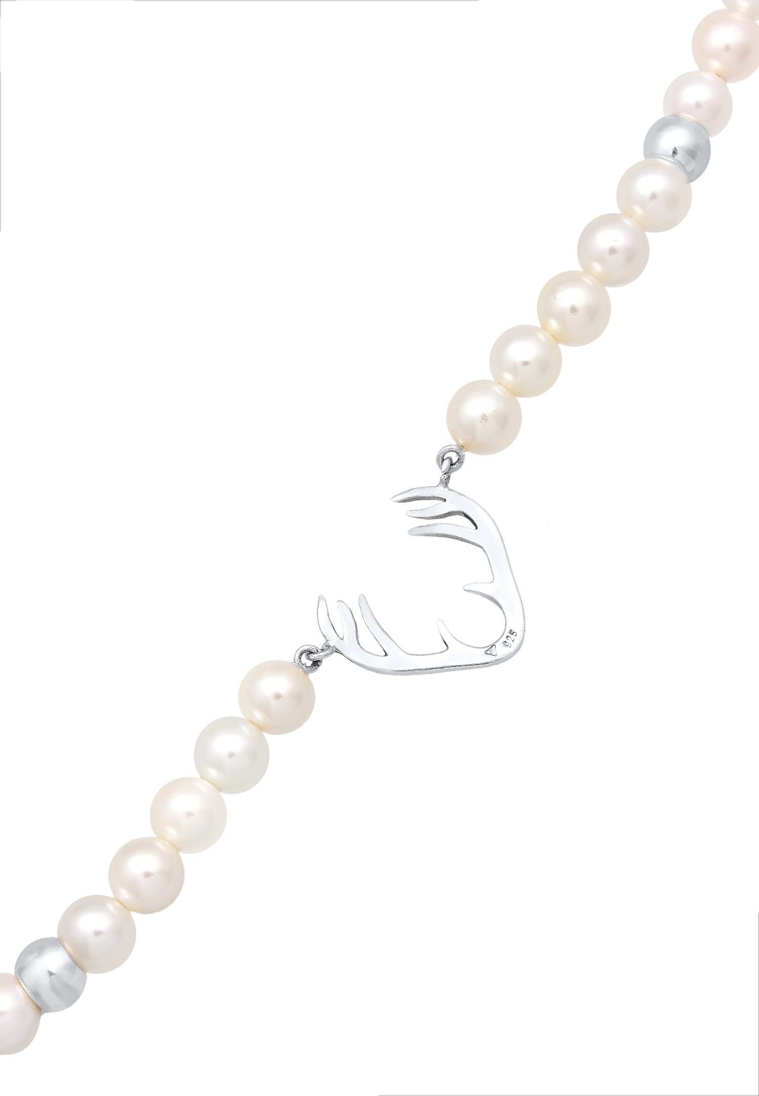 Elli Femmes choker bois de cerf avec perles de coquillage en argent sterling 925