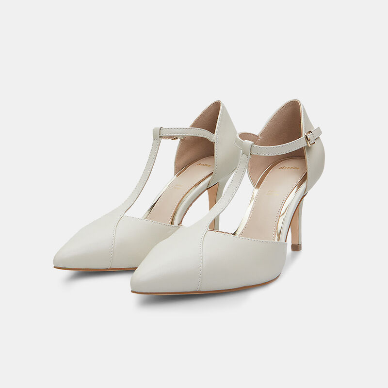 BATA Dampumps i Läder med T-rem, 8 cm Klack