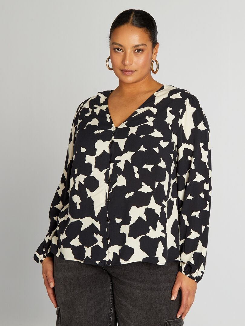 Blouse met patroon - ZWART