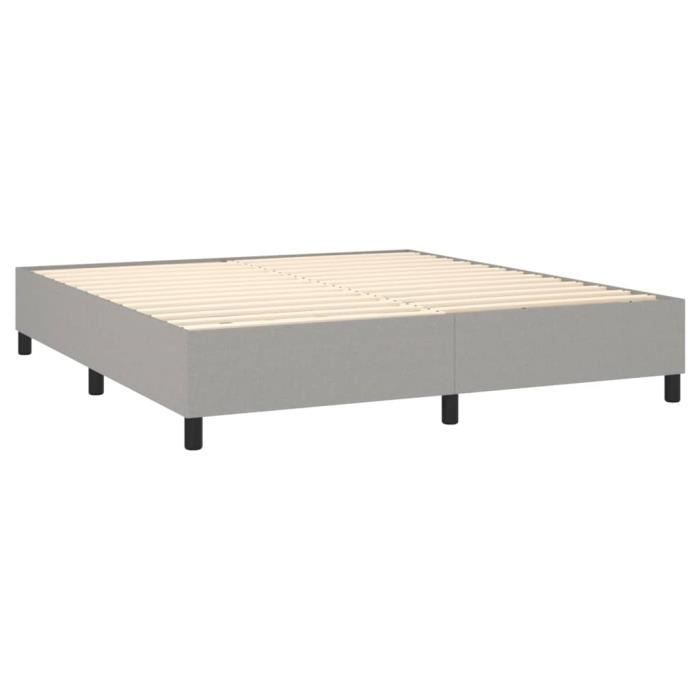 Base de cama tapizada - AKOZON - 180x200 cm - Gris claro - Con muelles - Somier de láminas de madera contrachapada