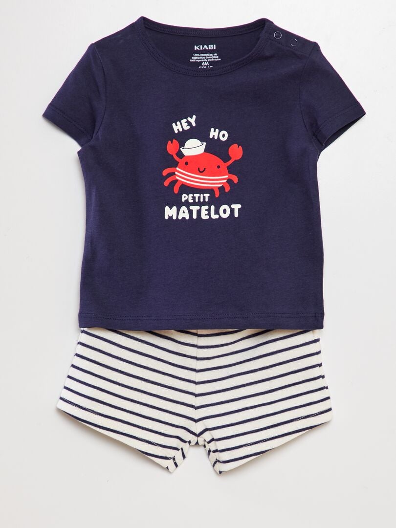 Katoenen T-shirt + short set - 2-delig - GRIJS