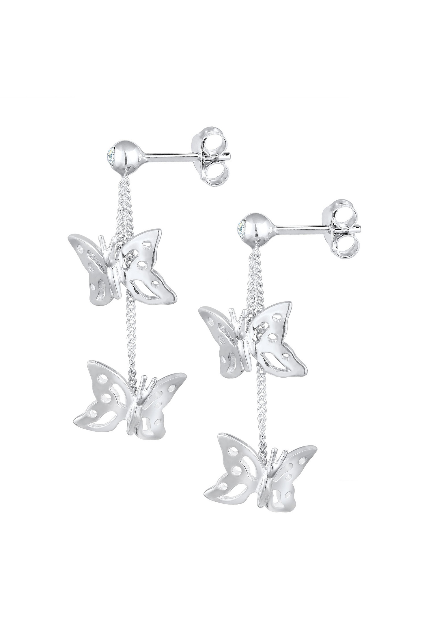 Elli Femmes pendentif d'oreilles tendance papillon nature avec cristaux en argent sterling 925